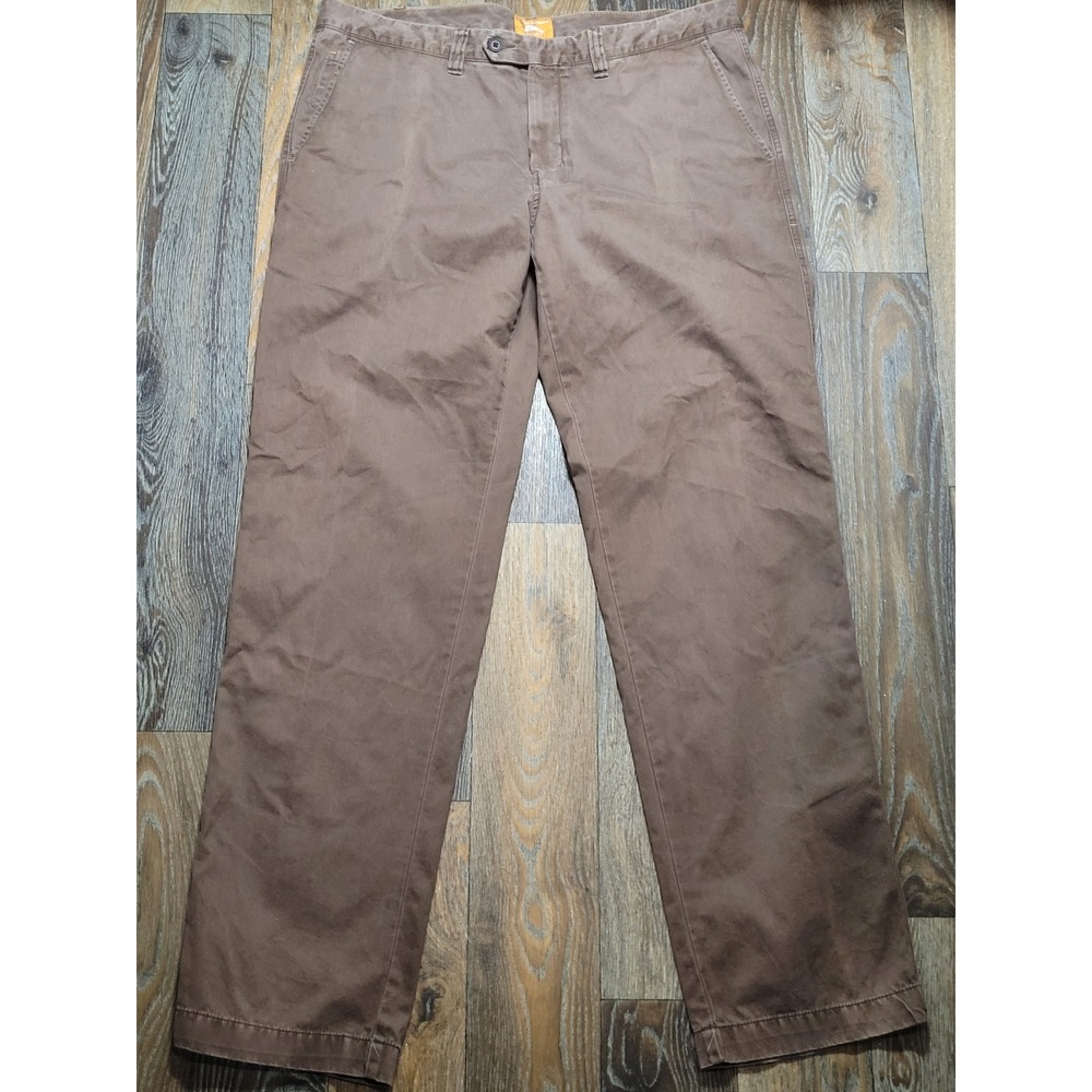 Tommy Bahama Boracay Brown Pima Cotton Chino Pants Mens 38x34 Flat Front